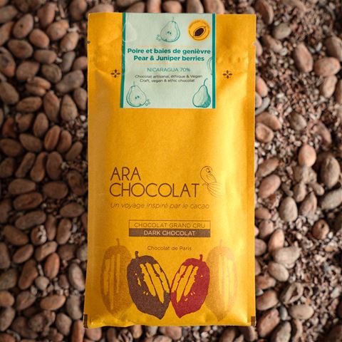 Ara Chocolat Pear and Juniper Berries 70% Dark Chocolate Bar