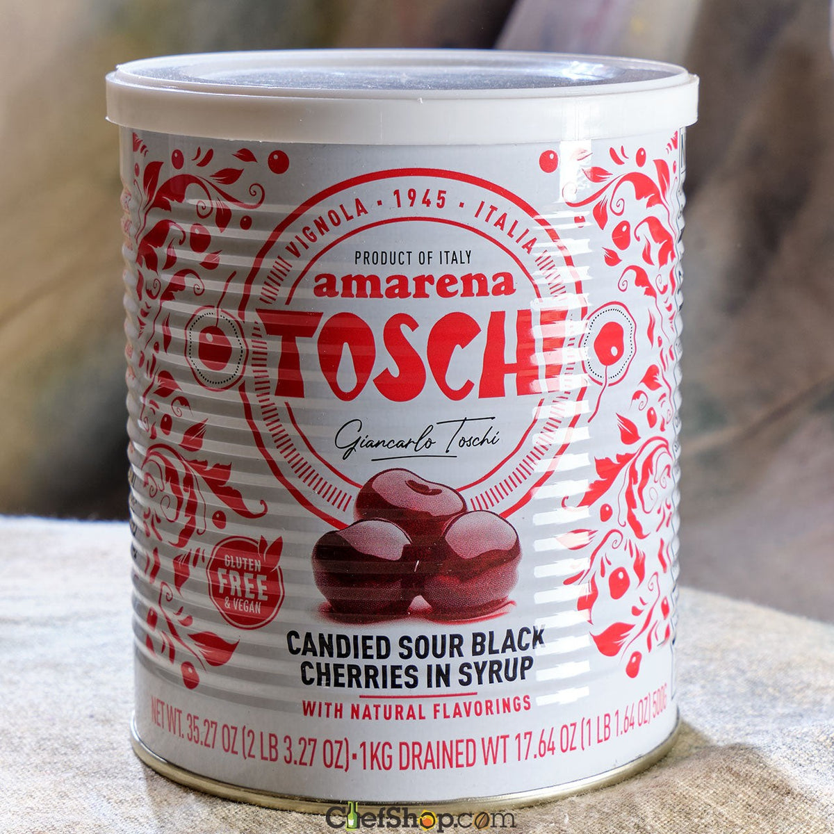 Amarena Toschi Black Cherries in Syrup - 1 Kilo Tin