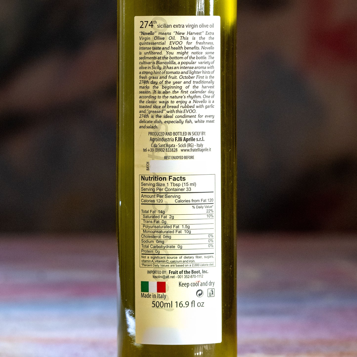 Aprile 274th Sicilian Biancolilla Olive Oil - Novello