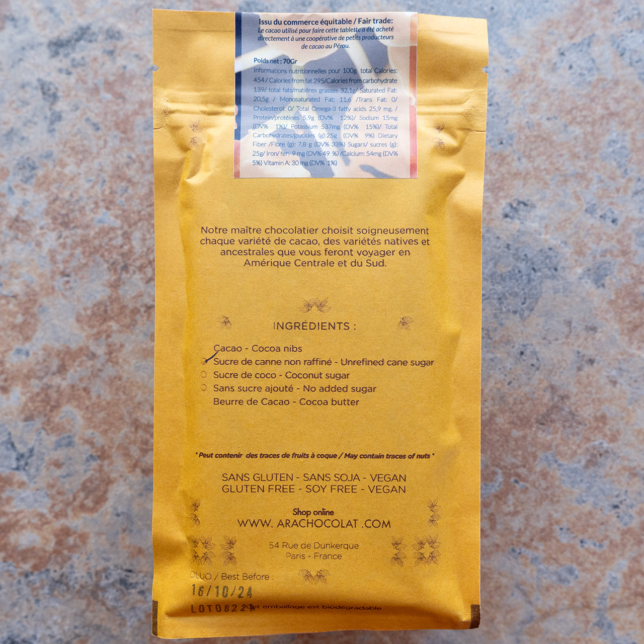 Ara Chocolat Augusto 75-Percent Peru Dark Bar