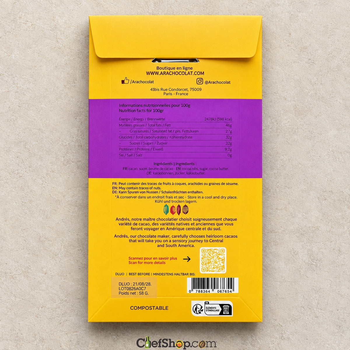 Ara Chocolat 74% Ocumare Dark Chocolate Bar