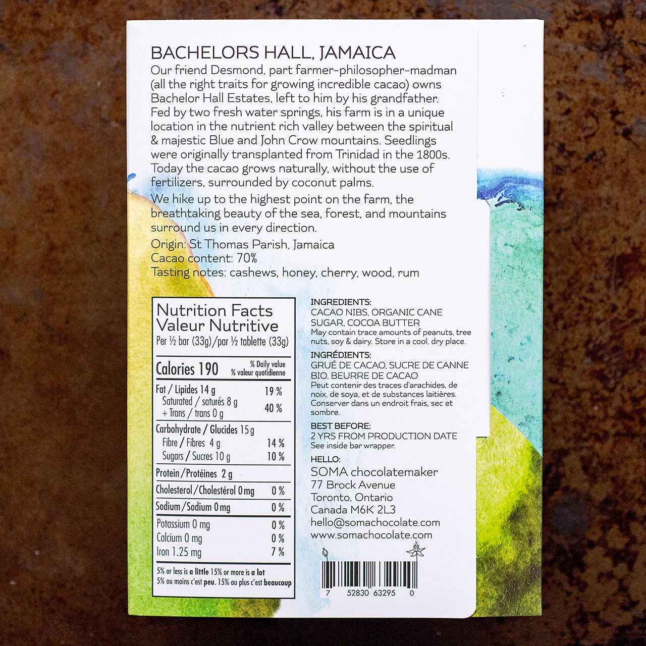 SOMA Bachelors Hall Jamaica 70-Percent Dark Chocolate Bar