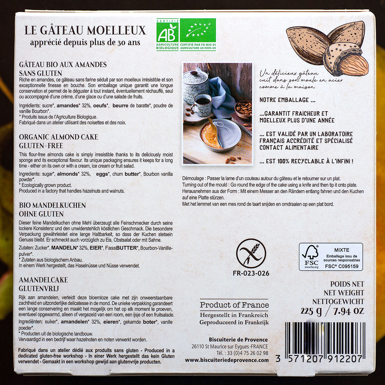 Biscuiterie de Provence Organic Almond Cake - Flourless