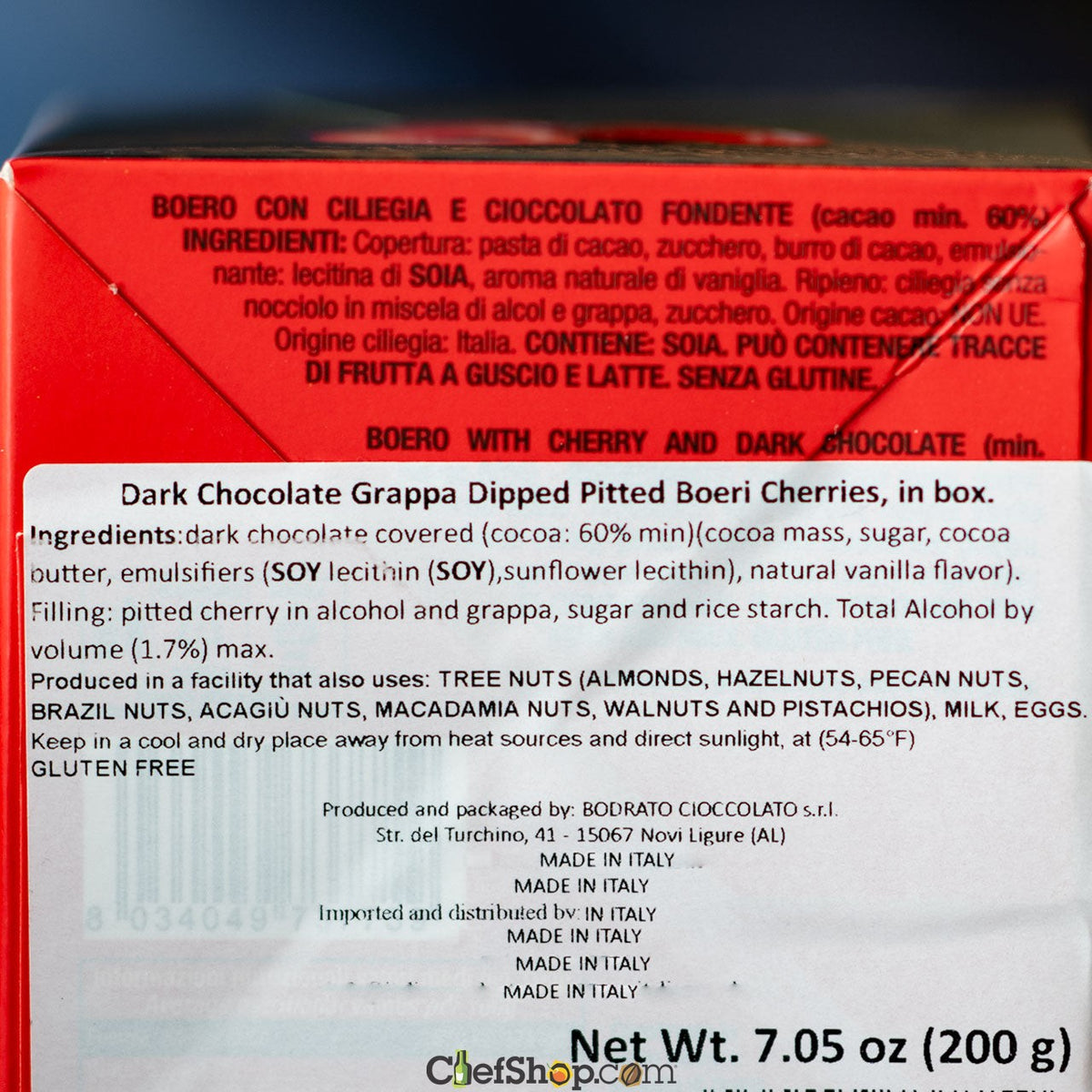 Bodrato Grappa Chocolate Covered Cherries - Box