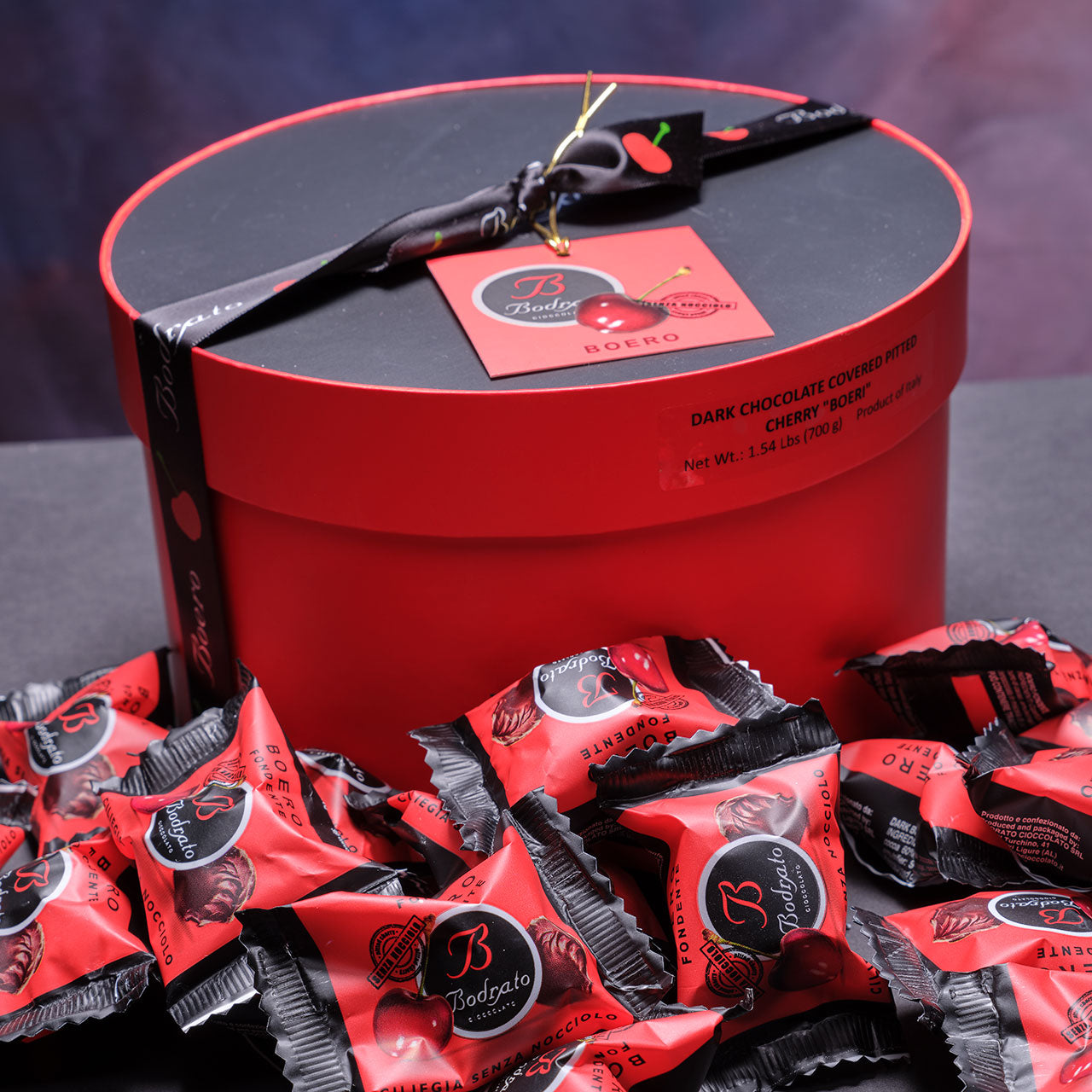 Bodrato Grappa Chocolate-Covered Cherries - Extra Large Hat Box