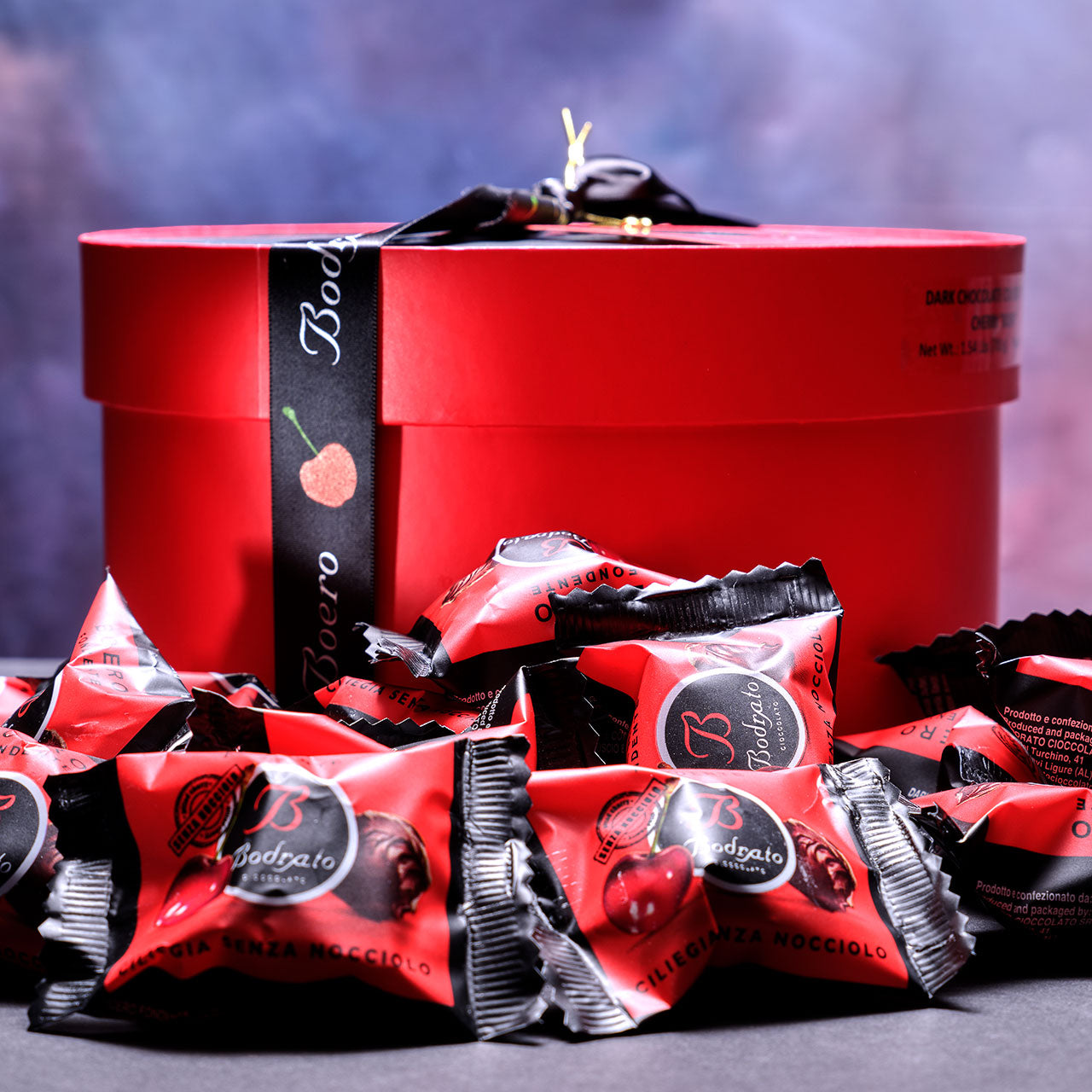 Bodrato Grappa Chocolate-Covered Cherries - Extra Large Hat Box