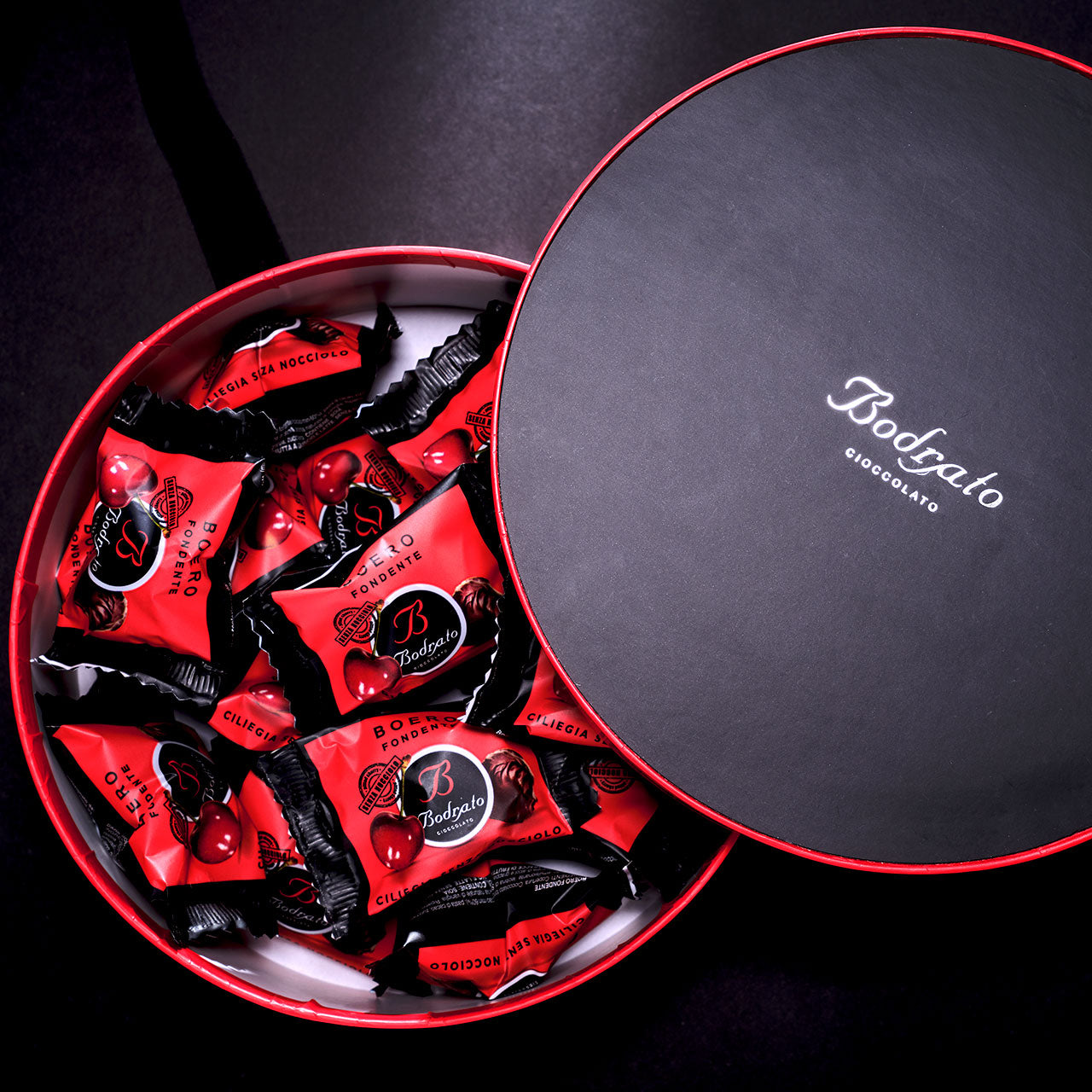 Bodrato Grappa Chocolate Covered Cherries - Large Hat Box