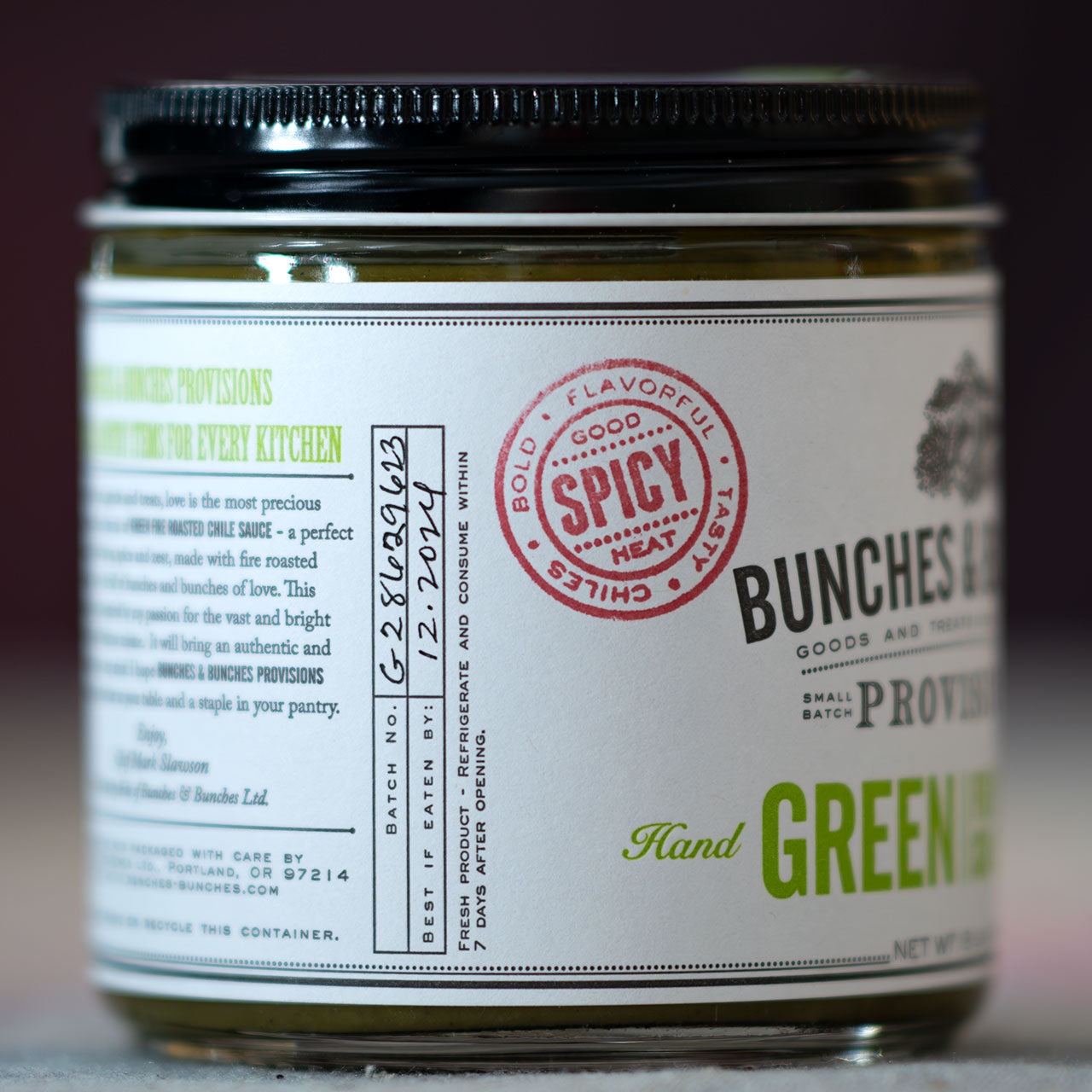 Bunches & Bunches Green Fire Roasted Chili Sauce