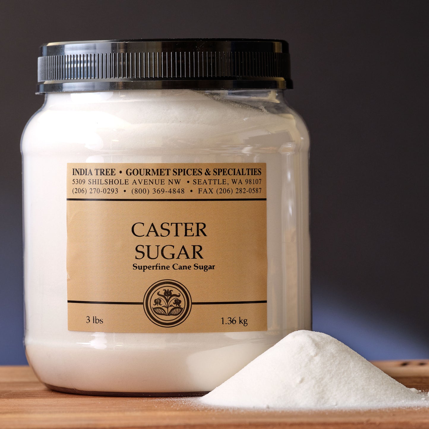 India Tree Superfine Caster Cane Sugar - 3-lb tub
