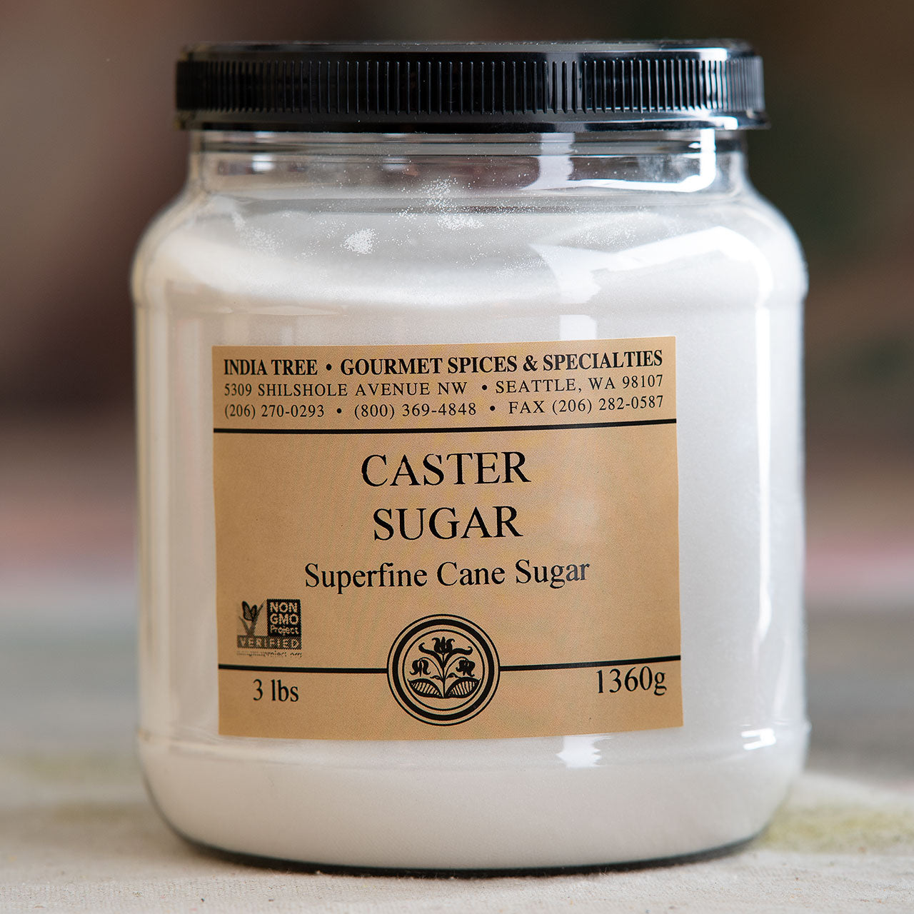 India Tree Superfine Caster Cane Sugar - 3-lb tub