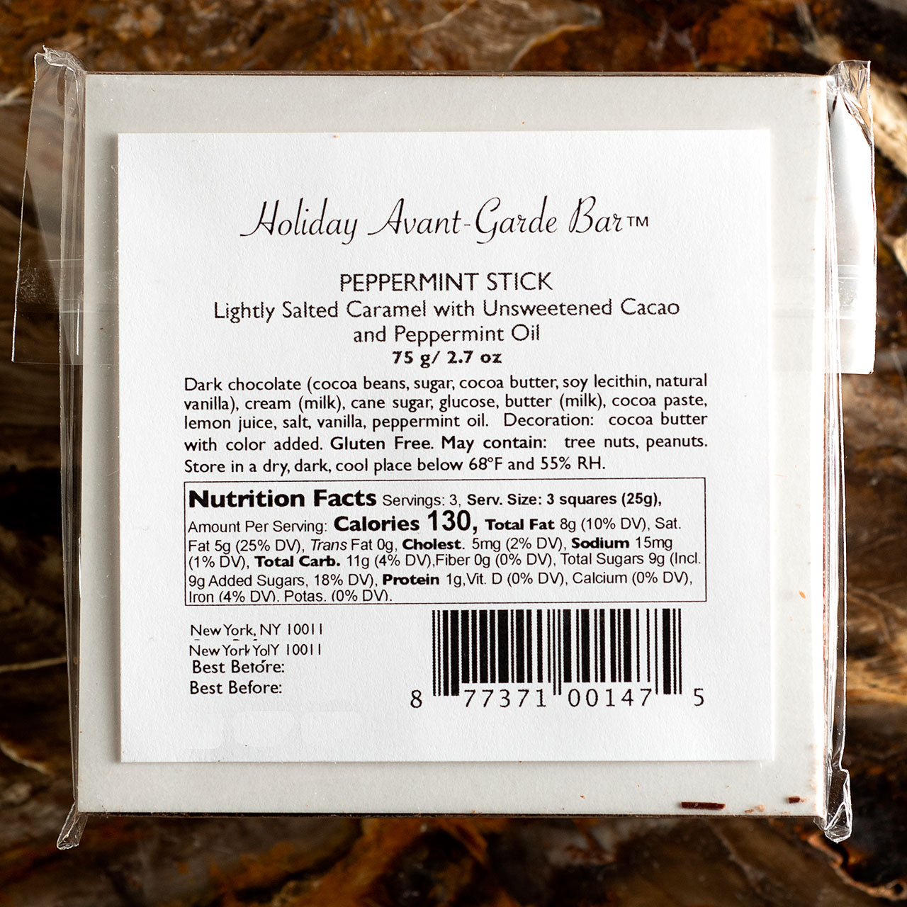 Chocolat Moderne Salted Cocoa Caramel with Peppermint Dark Chocolate Bar
