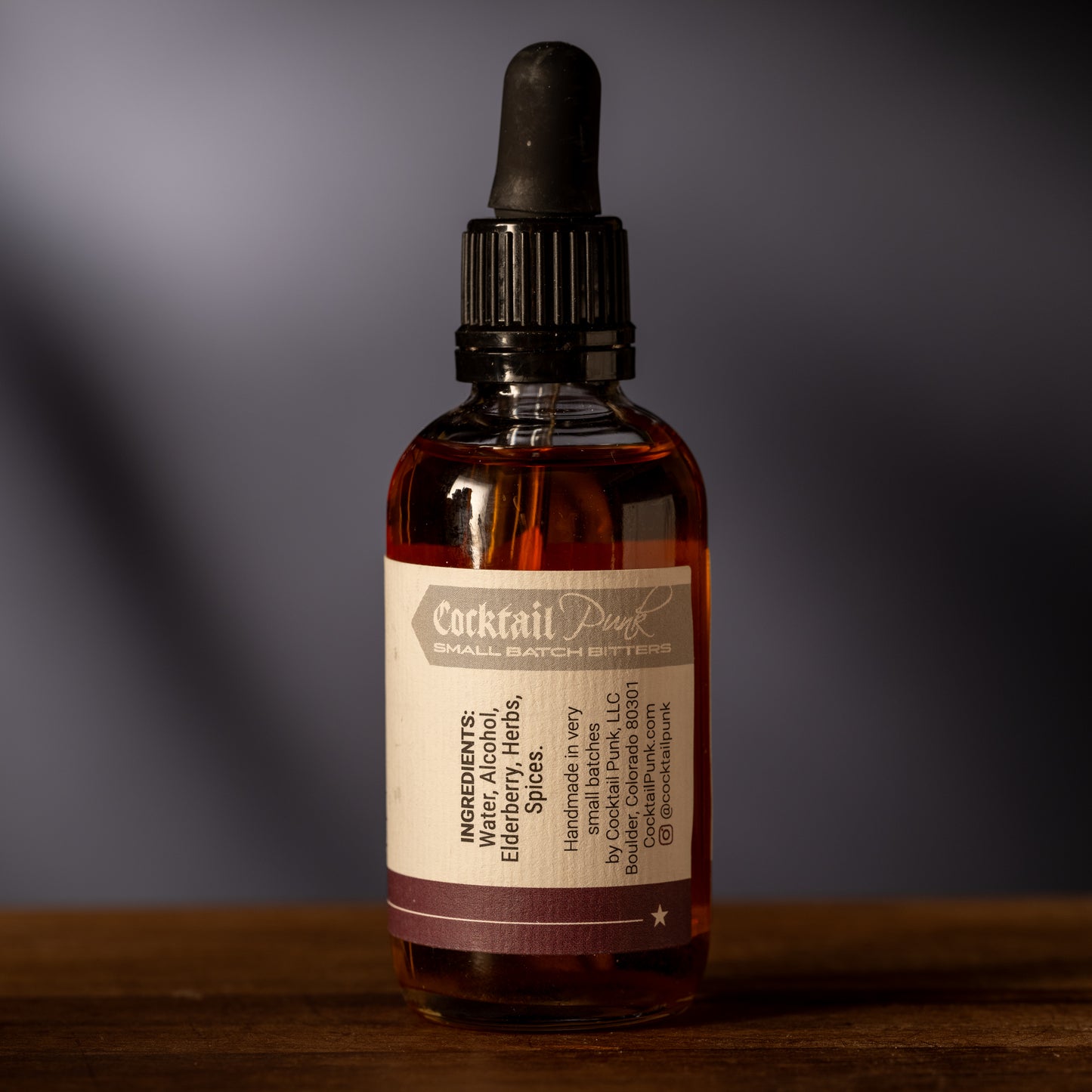 Cocktail Punk Elderberry Bitters label