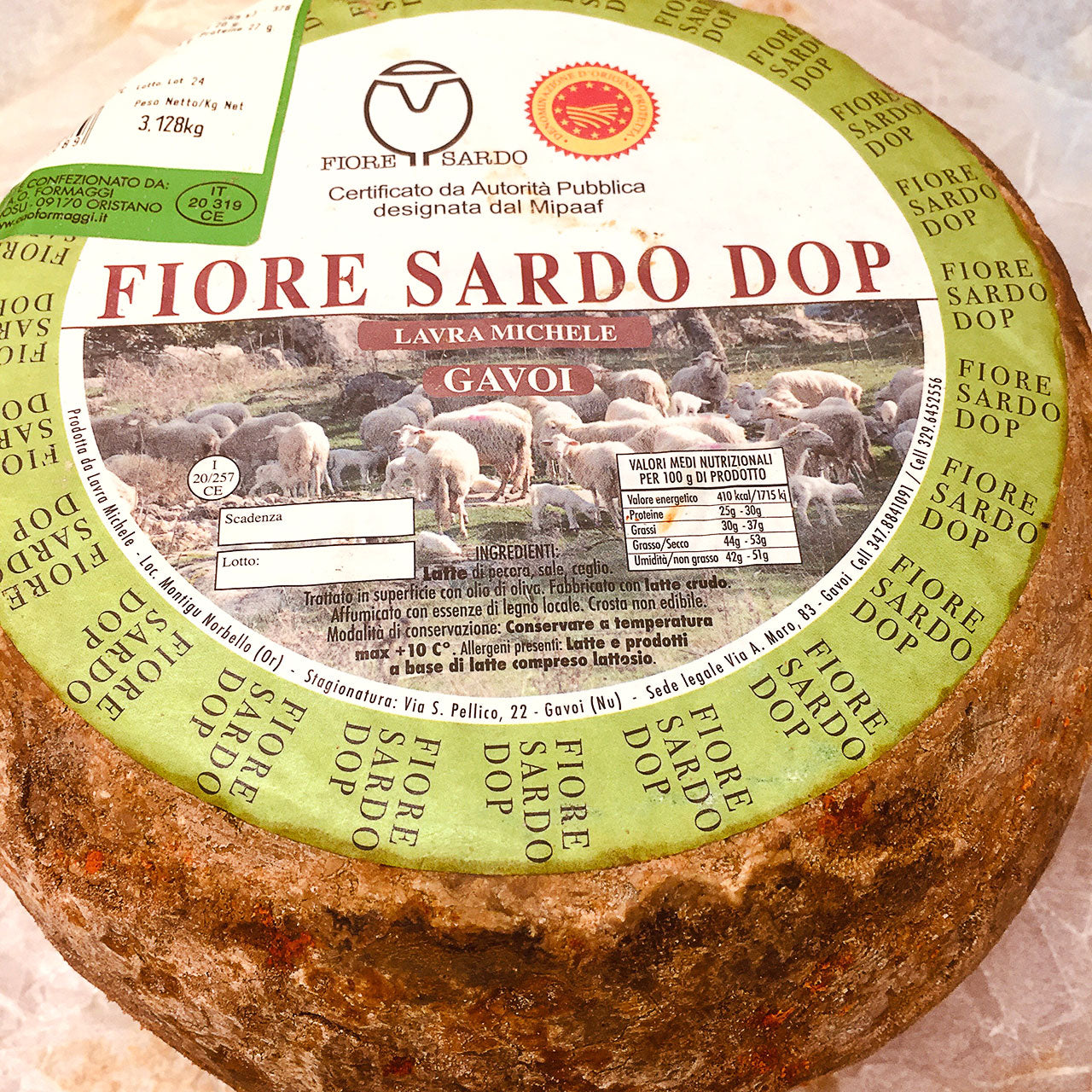 6-Month DOP Fiore Sardo Cheese Sardinia - 1/4 Wheel