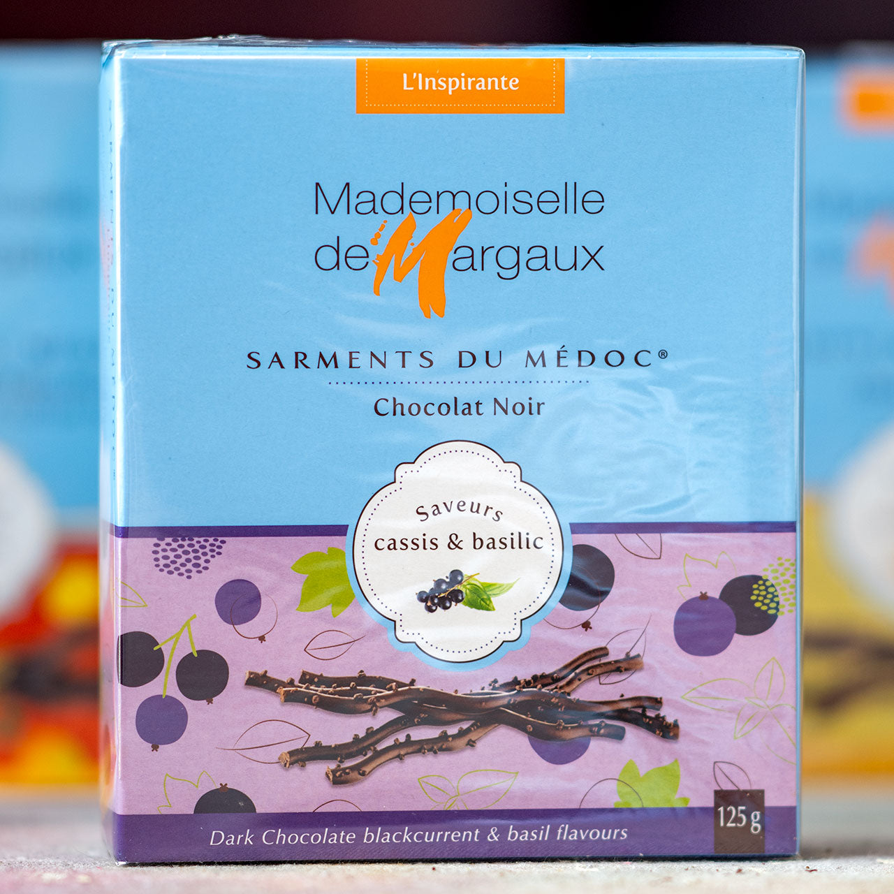 Dark Chocolate Twigs with Cassis and Basil - Mademoiselle de Margaux