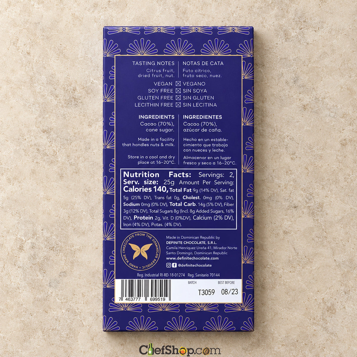 Definite Chocolate 70% Dark Chocolate Bar