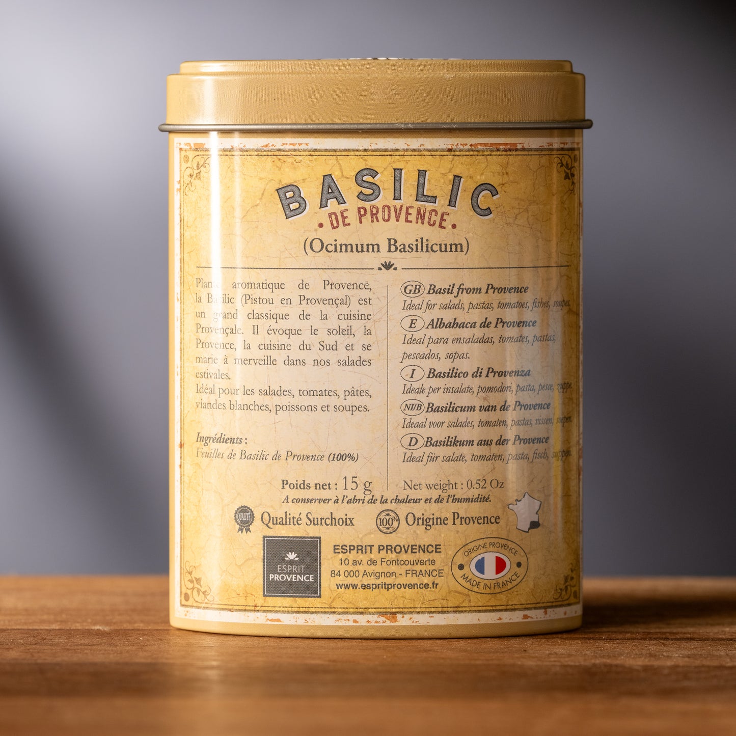 Esprit Provence Dried Basil - Tin-Back