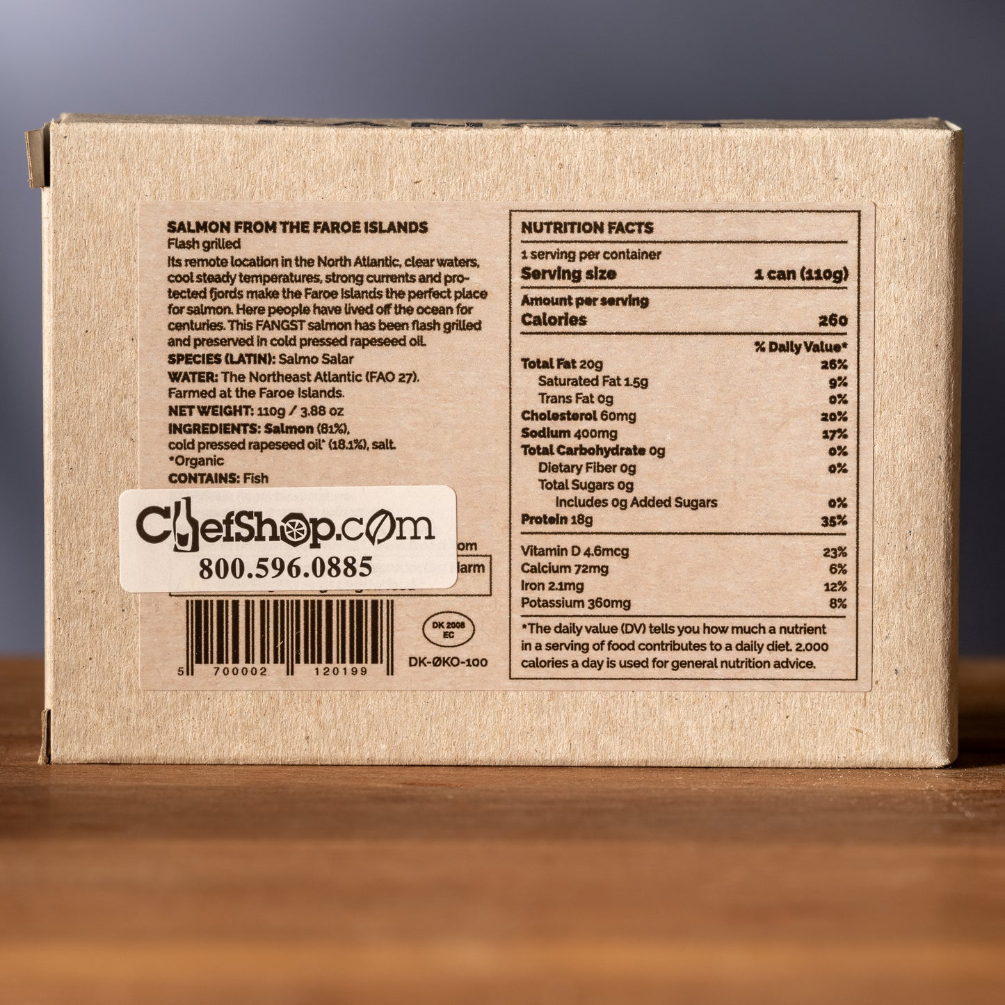 FANGST Faroe Islands Flash-Grilled Canned Salmon-Nutrition