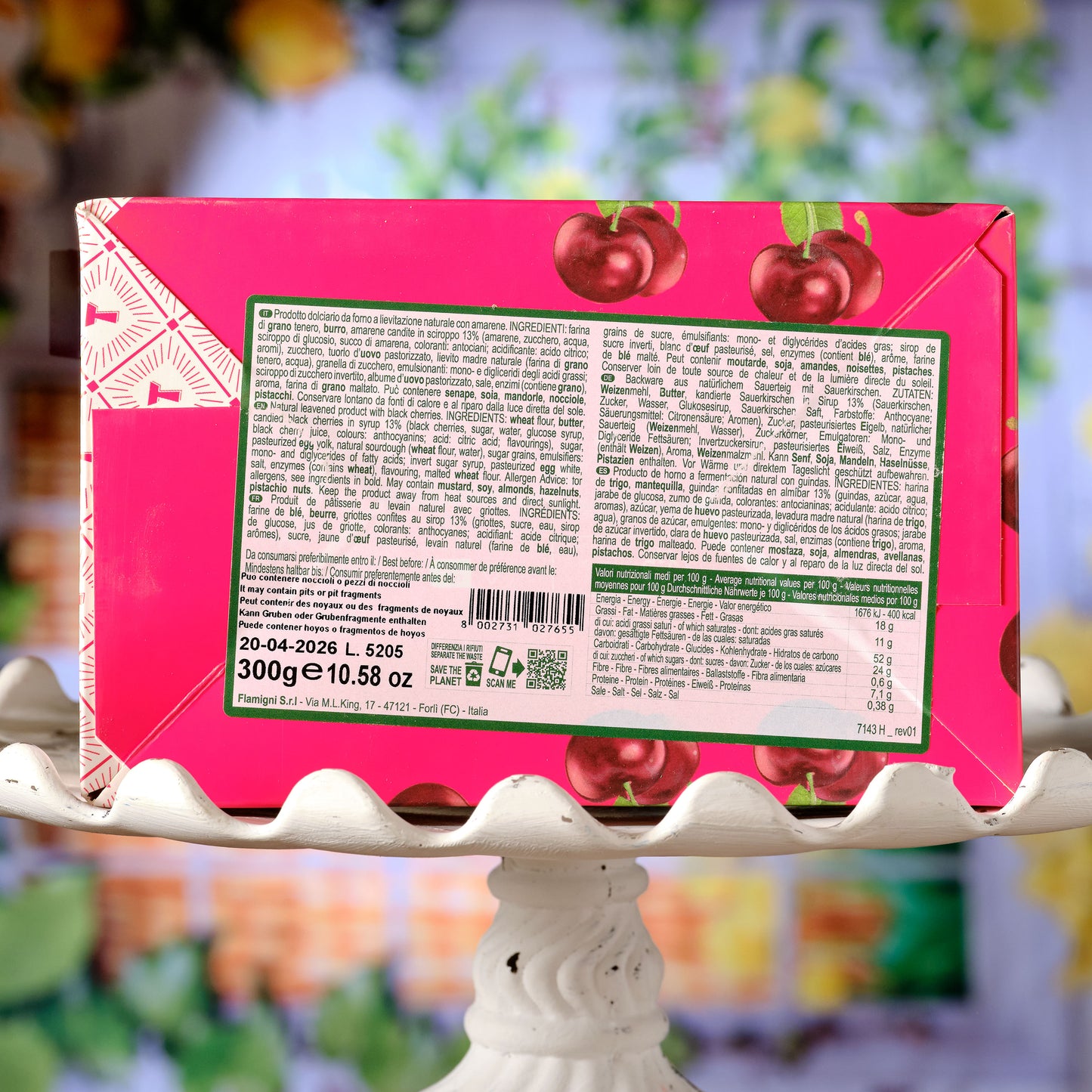 Flamigni il Dolce Frutta Toschi Cherry Cake Ingredients