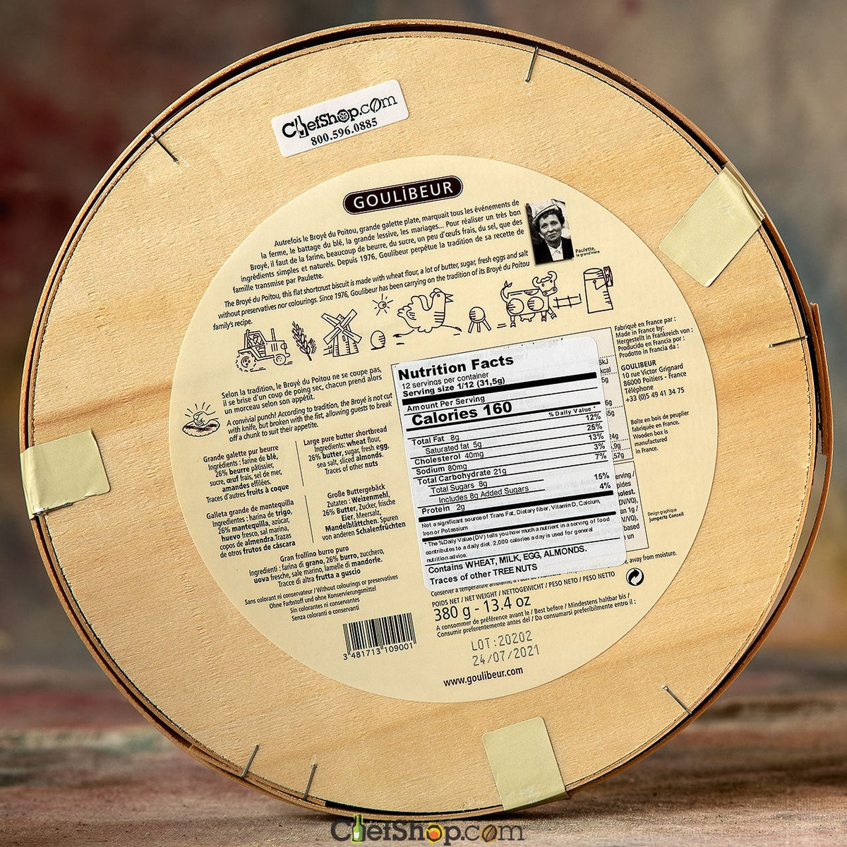 Goulibeur Broye du Poitou French Butter Shortbread in Wooden Box