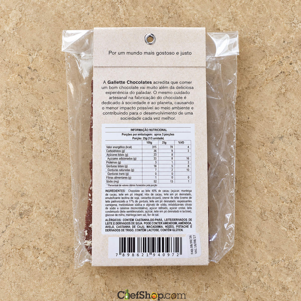 Gallette Chocolates Brazil Nut Caramel Bar