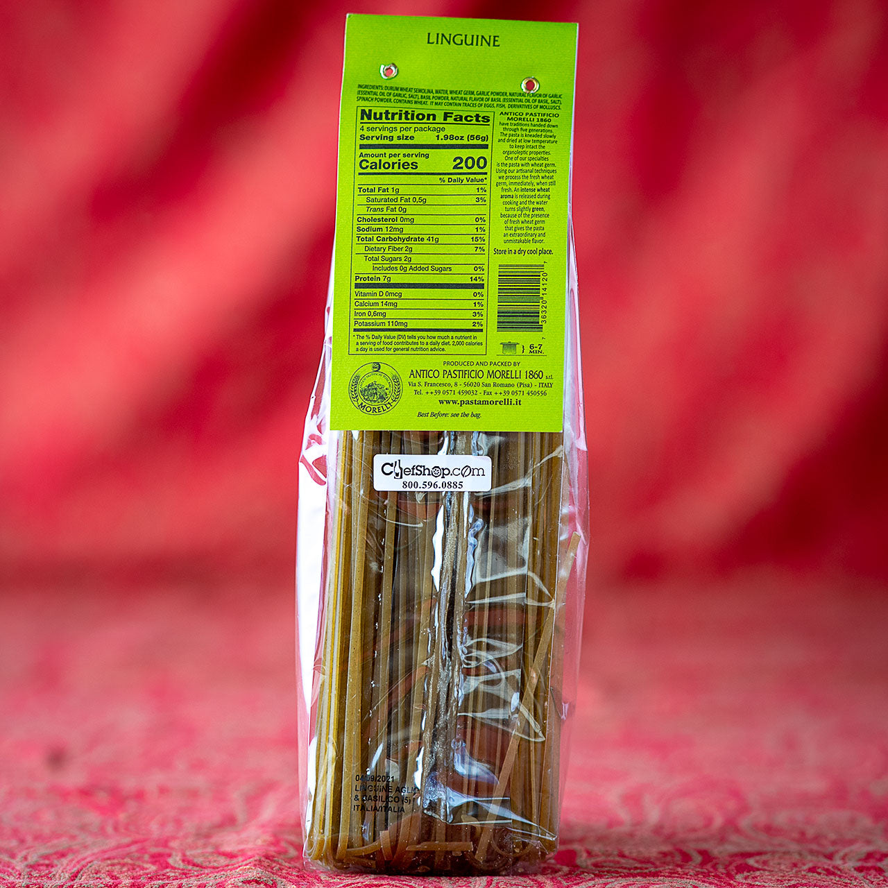 Linguine with Basil and Garlic Morelli Wheat Germ Pasta