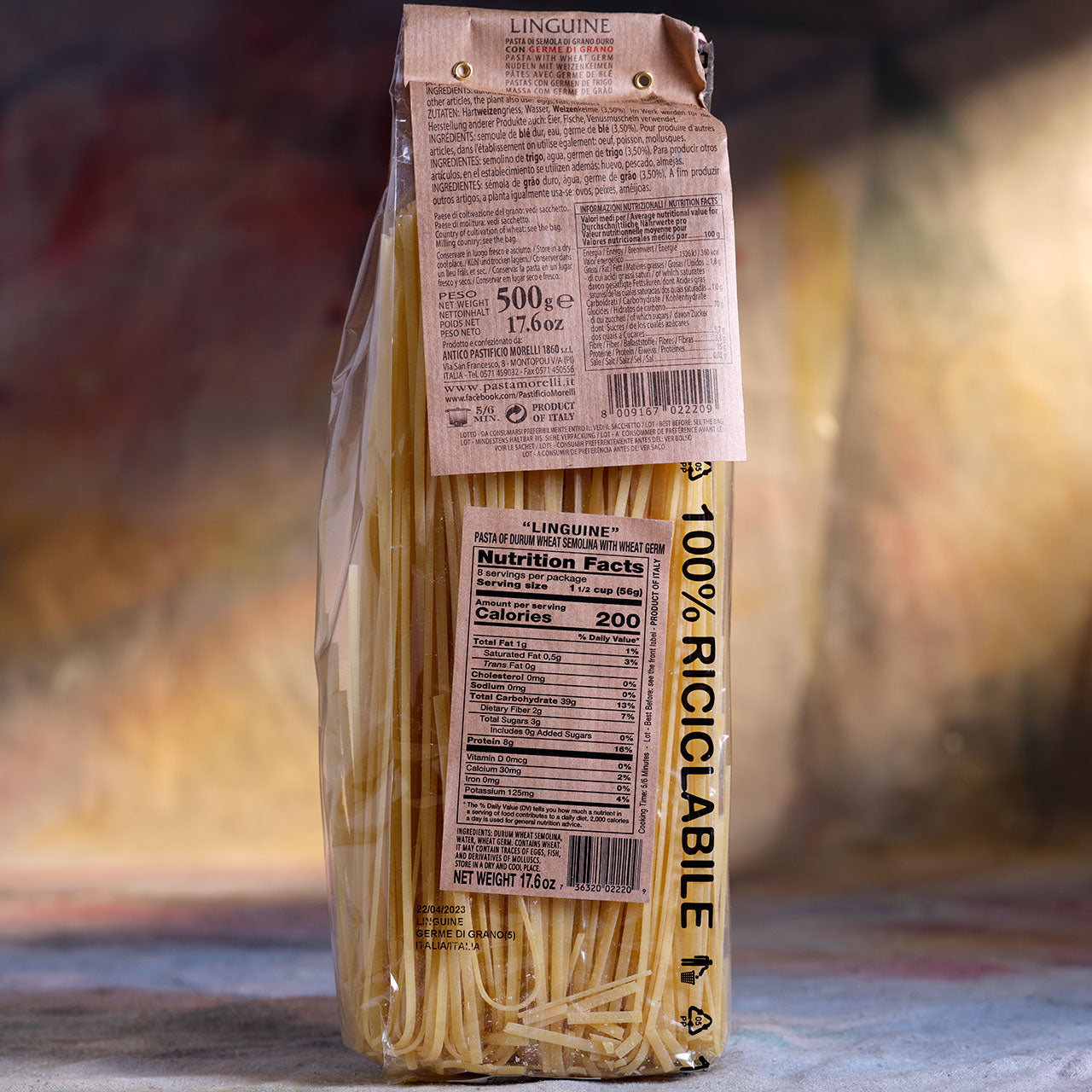 Morelli Linguine with Wheat Germ Pasta