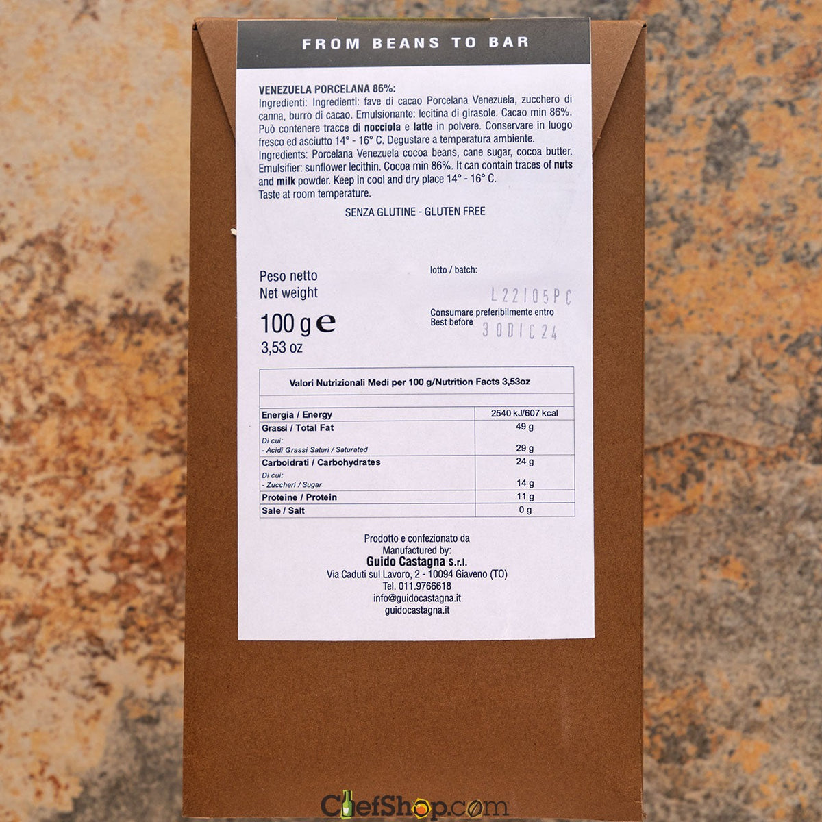 Guido Castagna 86-percent Porcelana Venezuela Dark Chocolate Bar