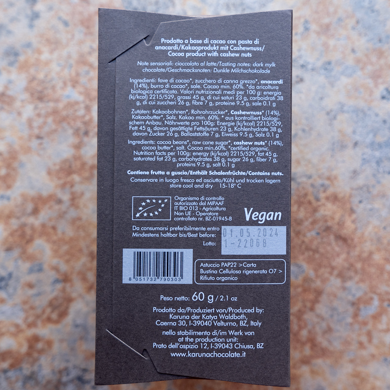 Karuna 60-Percent Ecuador Dark Cashew Milk Chocolate Bar