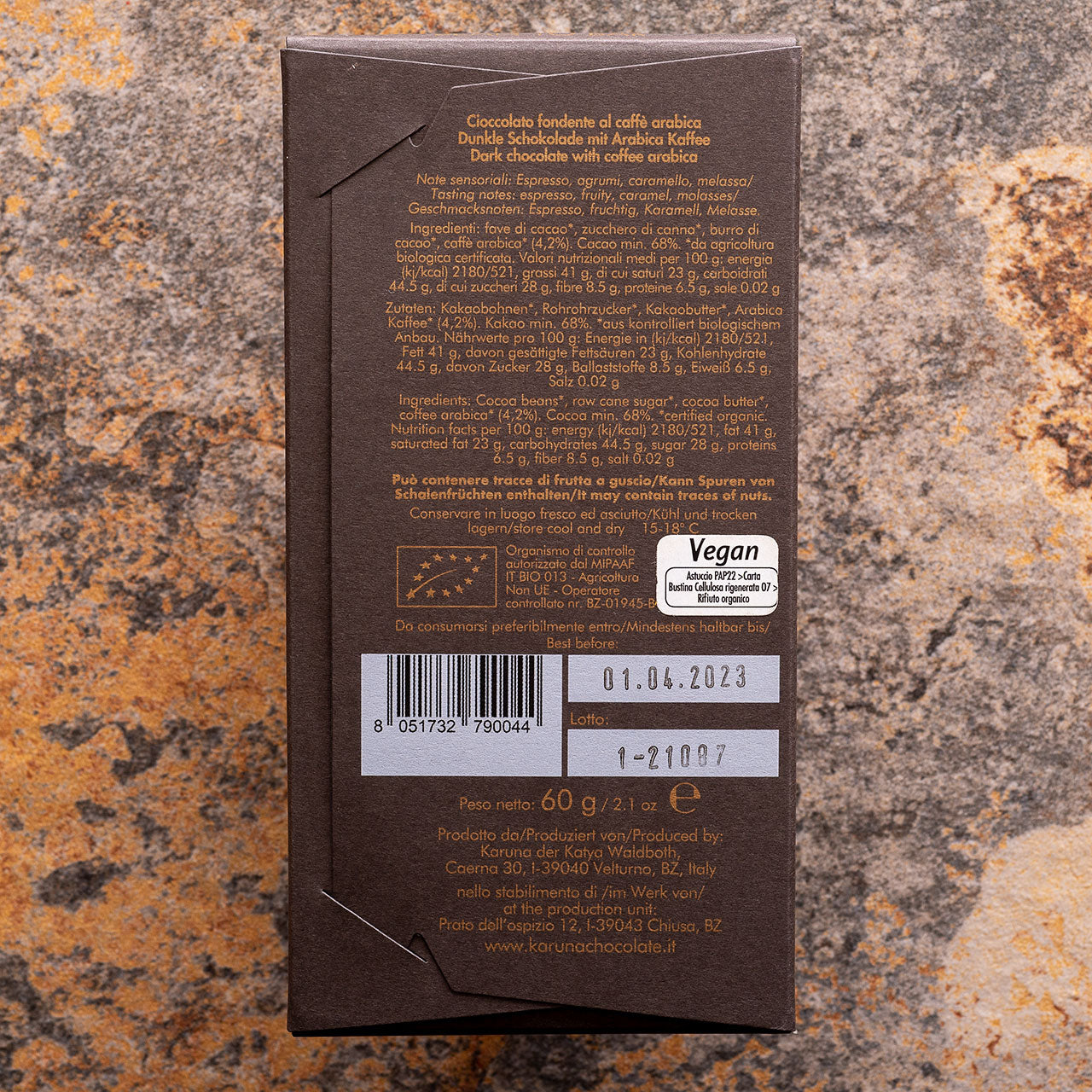 Karuna Chocolate Organic Belize 68-Percent Dark Bar with Arabica Coffee