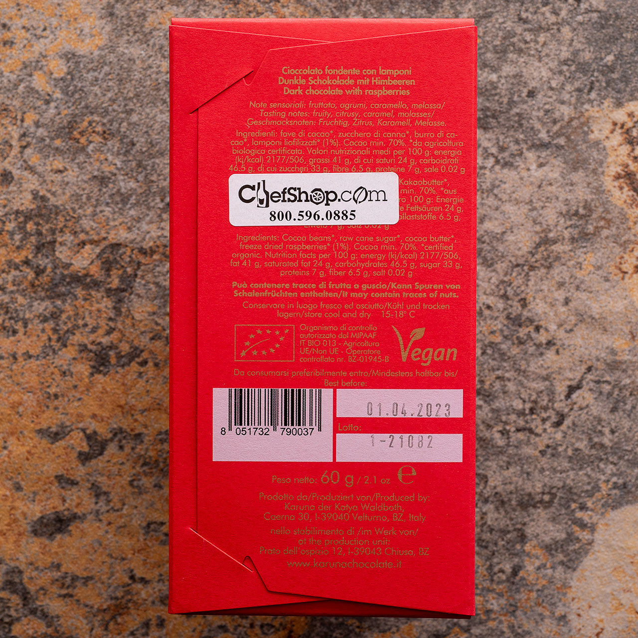 Karuna Chocolate Organic Belize Dark 70-Percent Bar with Raspberries