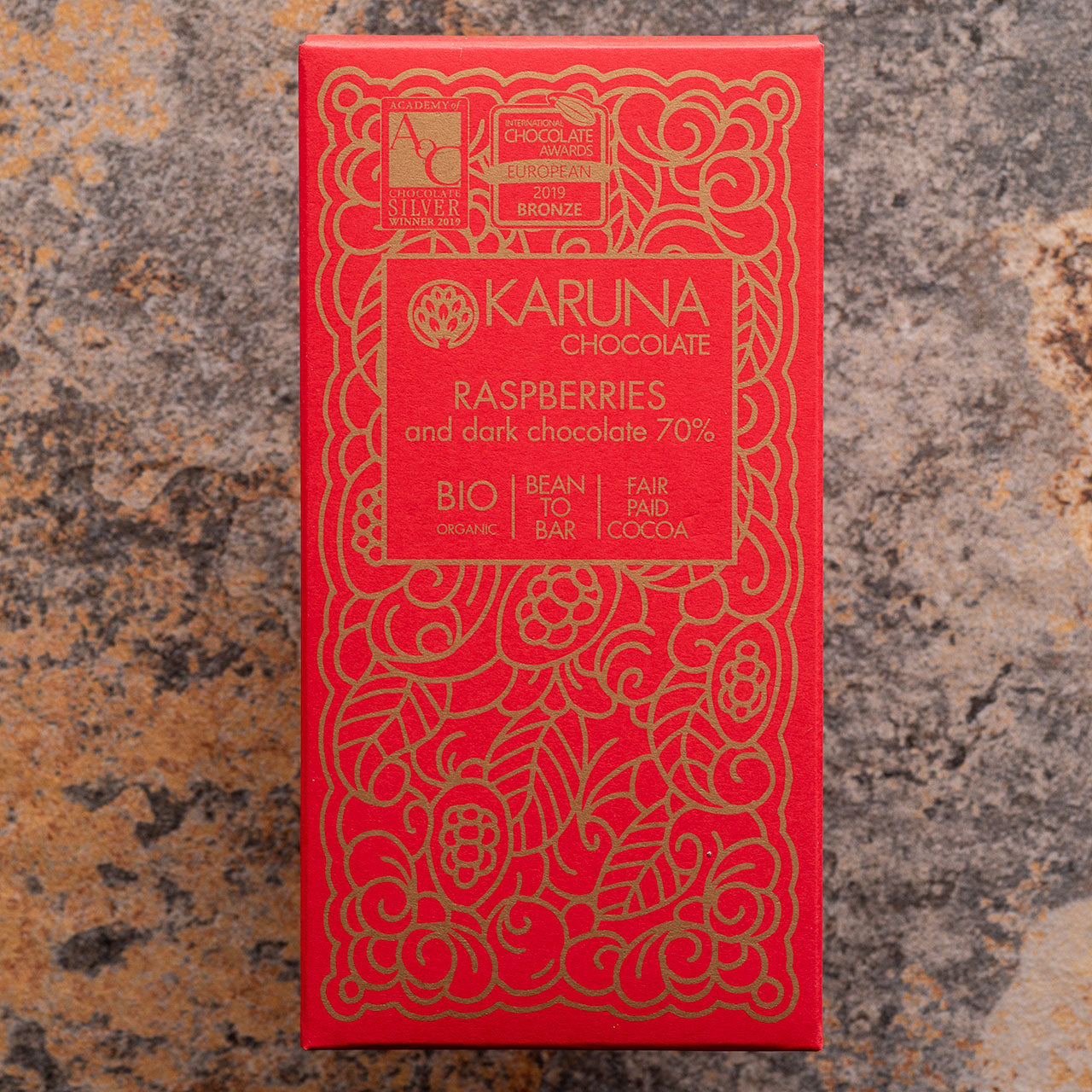 Karuna Chocolate Organic Belize Dark 70-Percent Bar with Raspberries