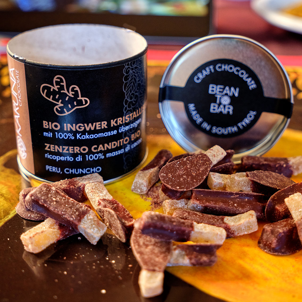 Karuna Organic Candied Ginger in 100% Dark Chocolate