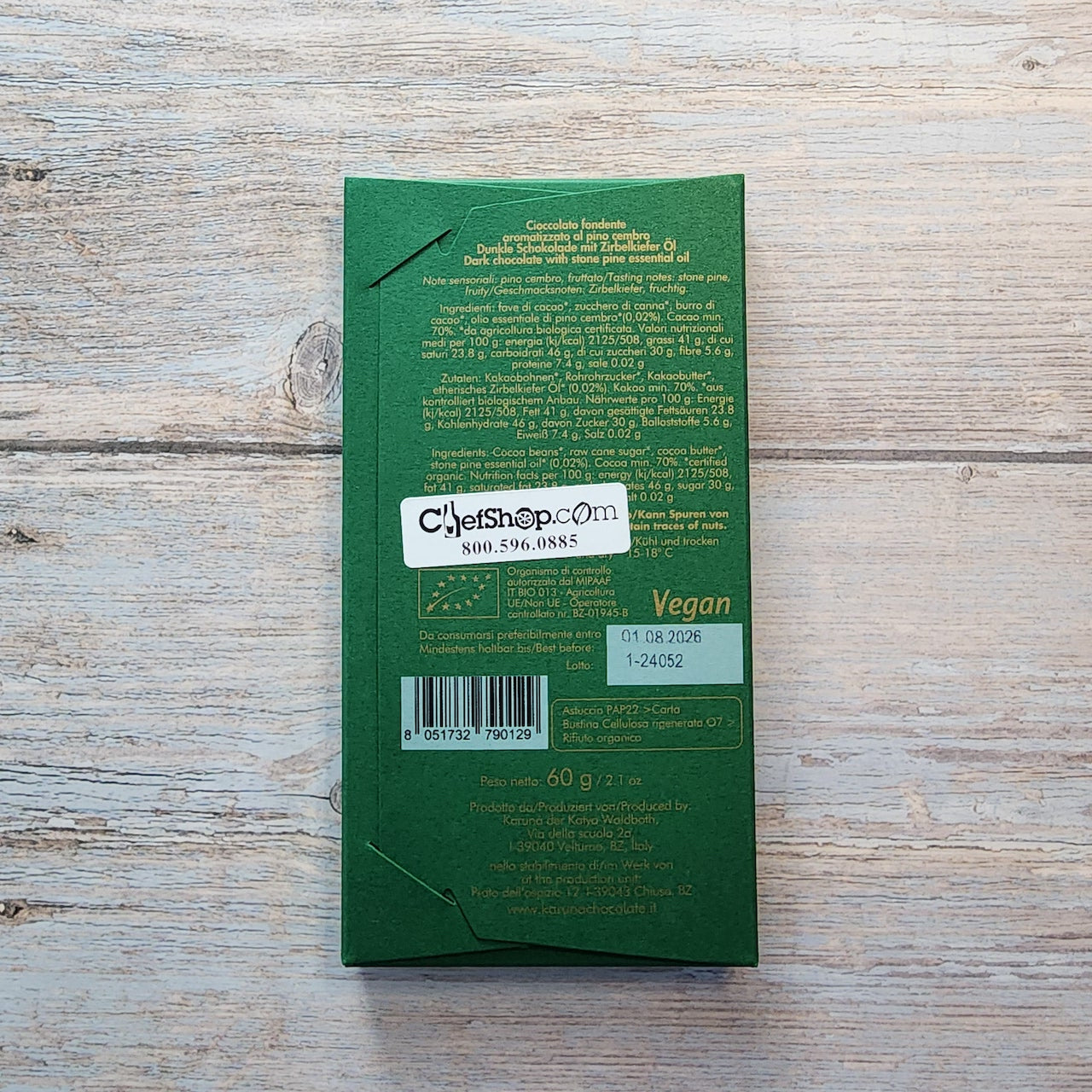 Karuna Stone Pine Flavored 70% Dark Chocolate Bar
