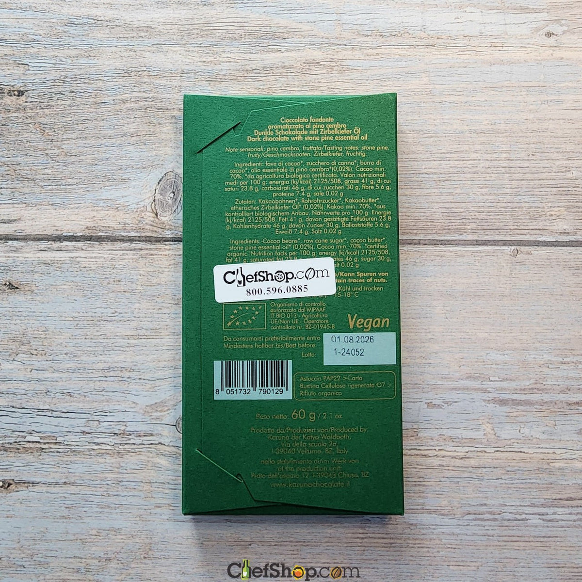Karuna Stone Pine Flavored 70% Dark Chocolate Bar