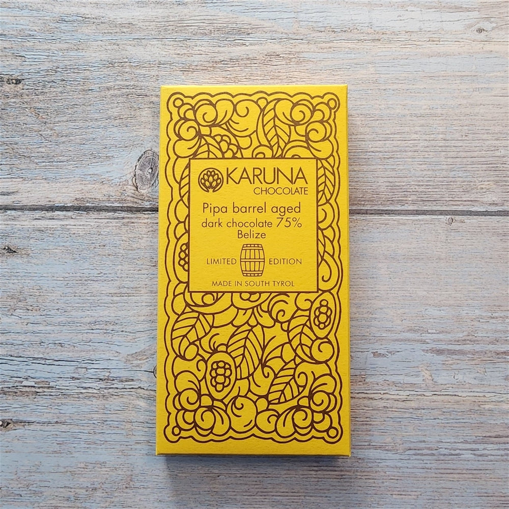 Karuna Pipa Barrel Aged Belize 75% Dark Chocolate Bar