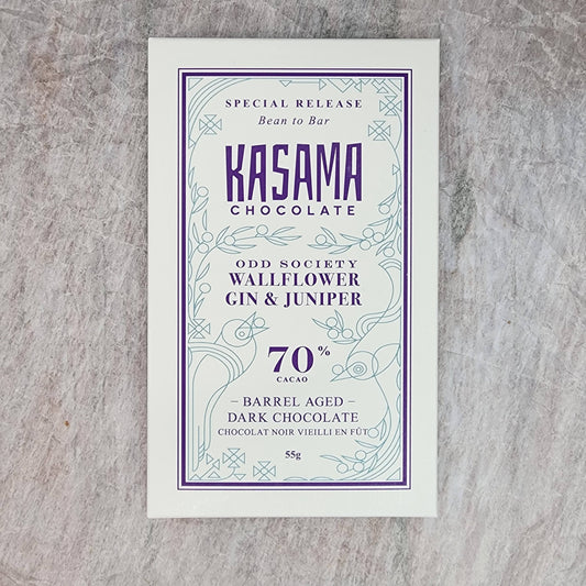 Kasama Chocolate Wallflower Gin and Juniper 70% Barrel Aged Dark Bar