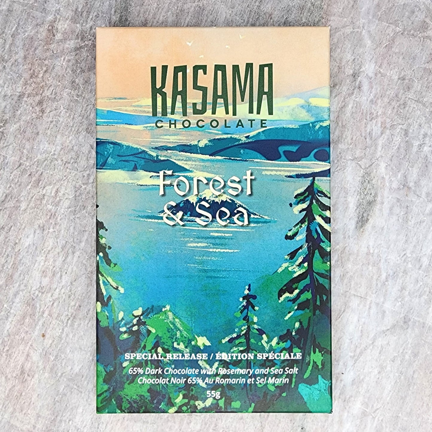 Kasama 65% Forest & Sea Dark Chocolate Bar with Rosemary and Sea Salt