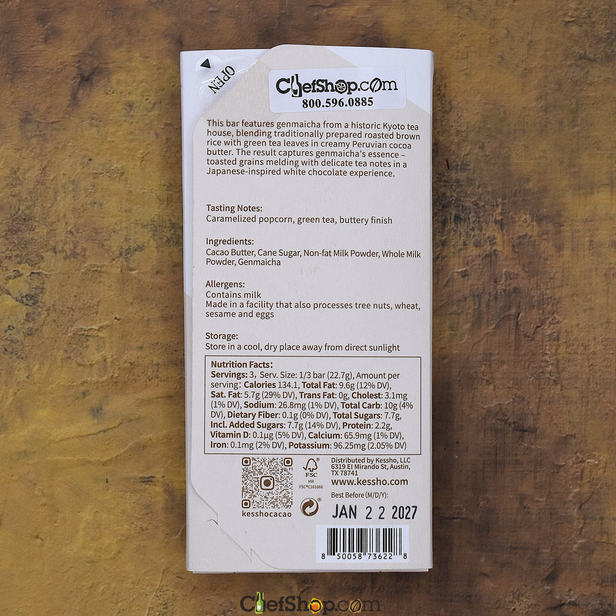 KESSHŌ Genmaicha White Chocolate Bar