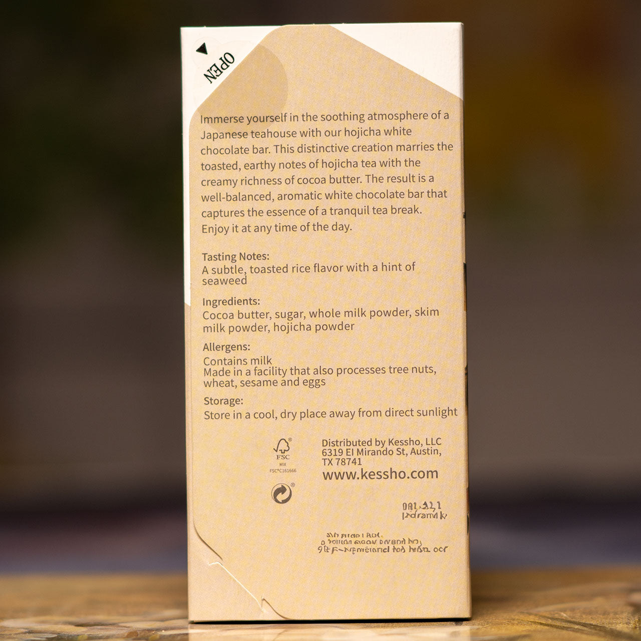 KESSHO Hojicha Kyoto White Chocolate Bar