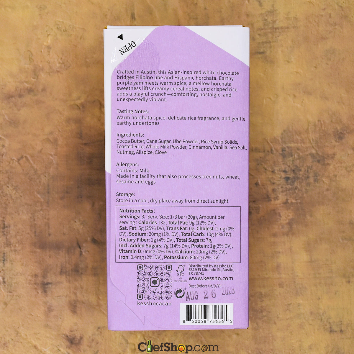 KESSHŌ Ube Horchata White Chocolate Bar