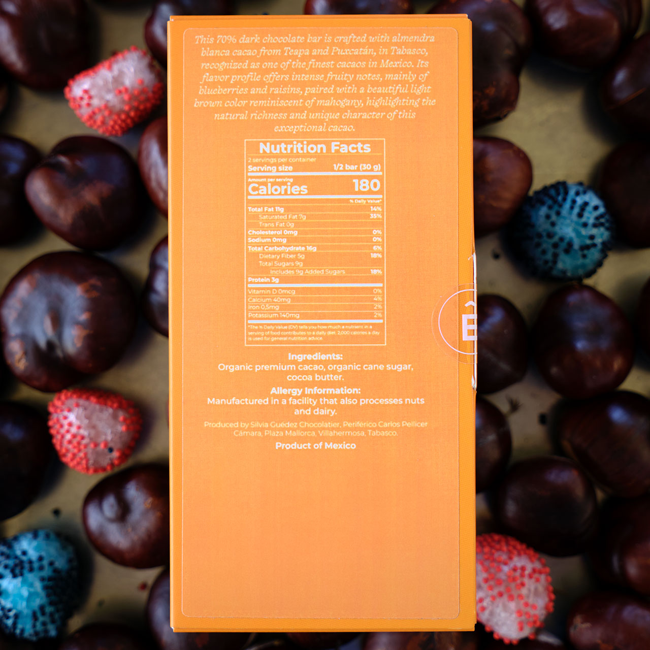 LEVELEZ 70% Dark Almendra Blanca Chocolate Bar