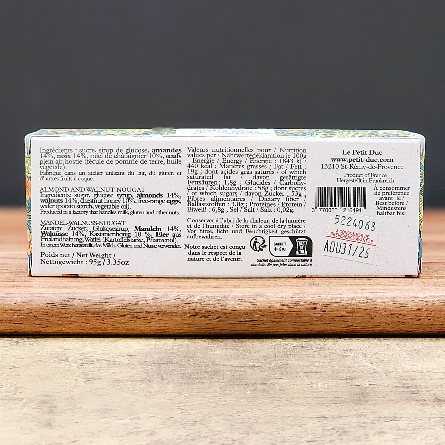 Le Petit Duc French Des Cevennes (Almond and Walnut) Nougat