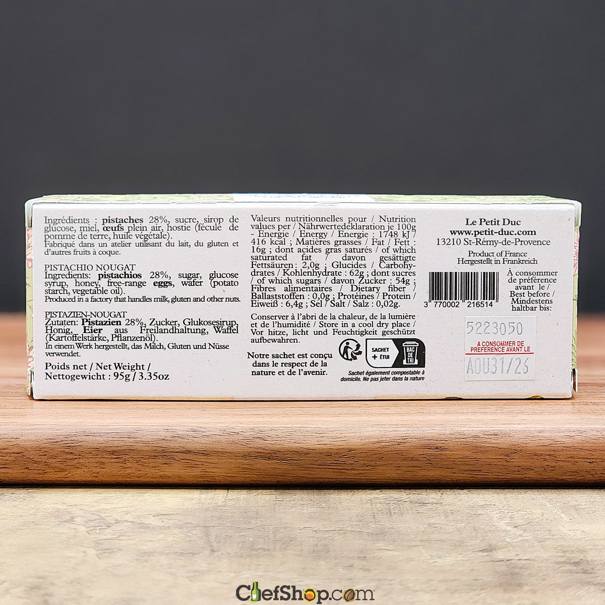 Le Petit Duc French Pistachio Nougat Aux Pistaches