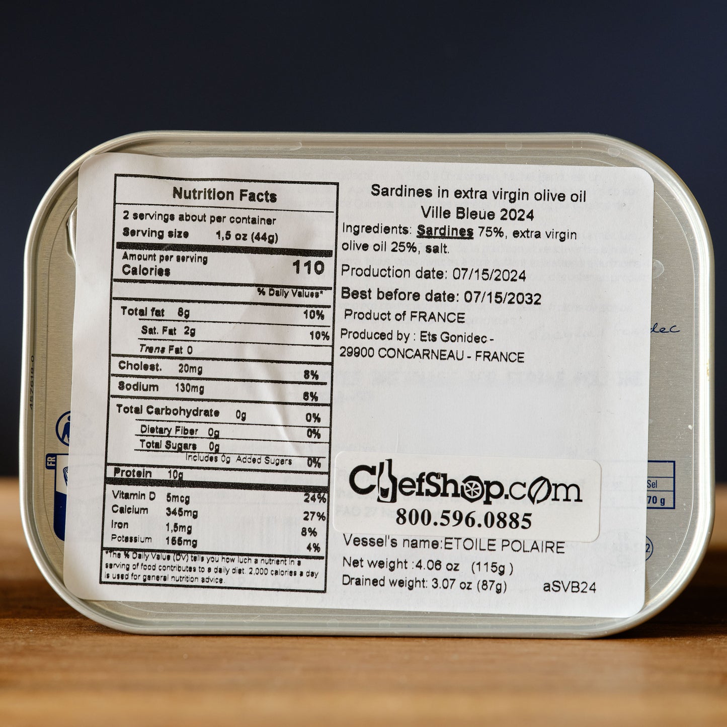 Les Mouettes d'Arvor Vintage Sardines in Olive Oil ingredients