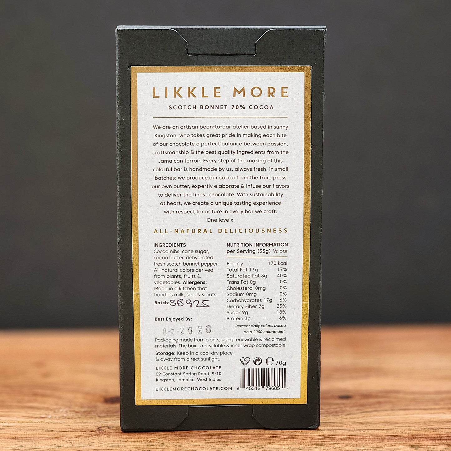 Likkle More Scotch Bonnet Pepper 70% Dark Chocolate Bar