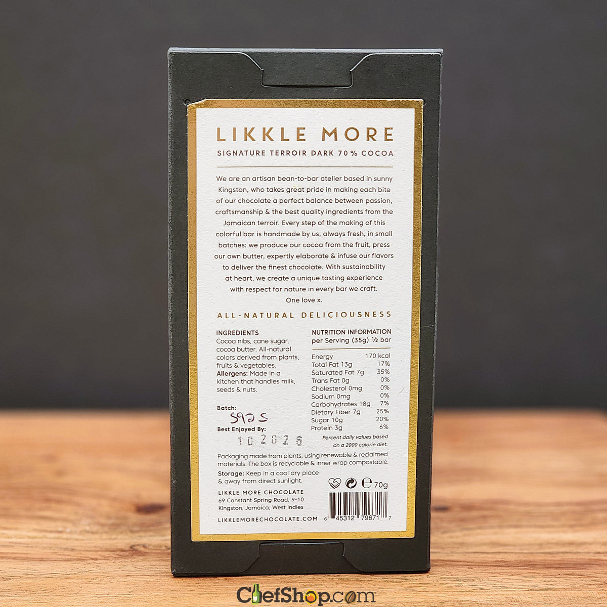 Likkle More Signature Terroir 70% Dark Chocolate Bar
