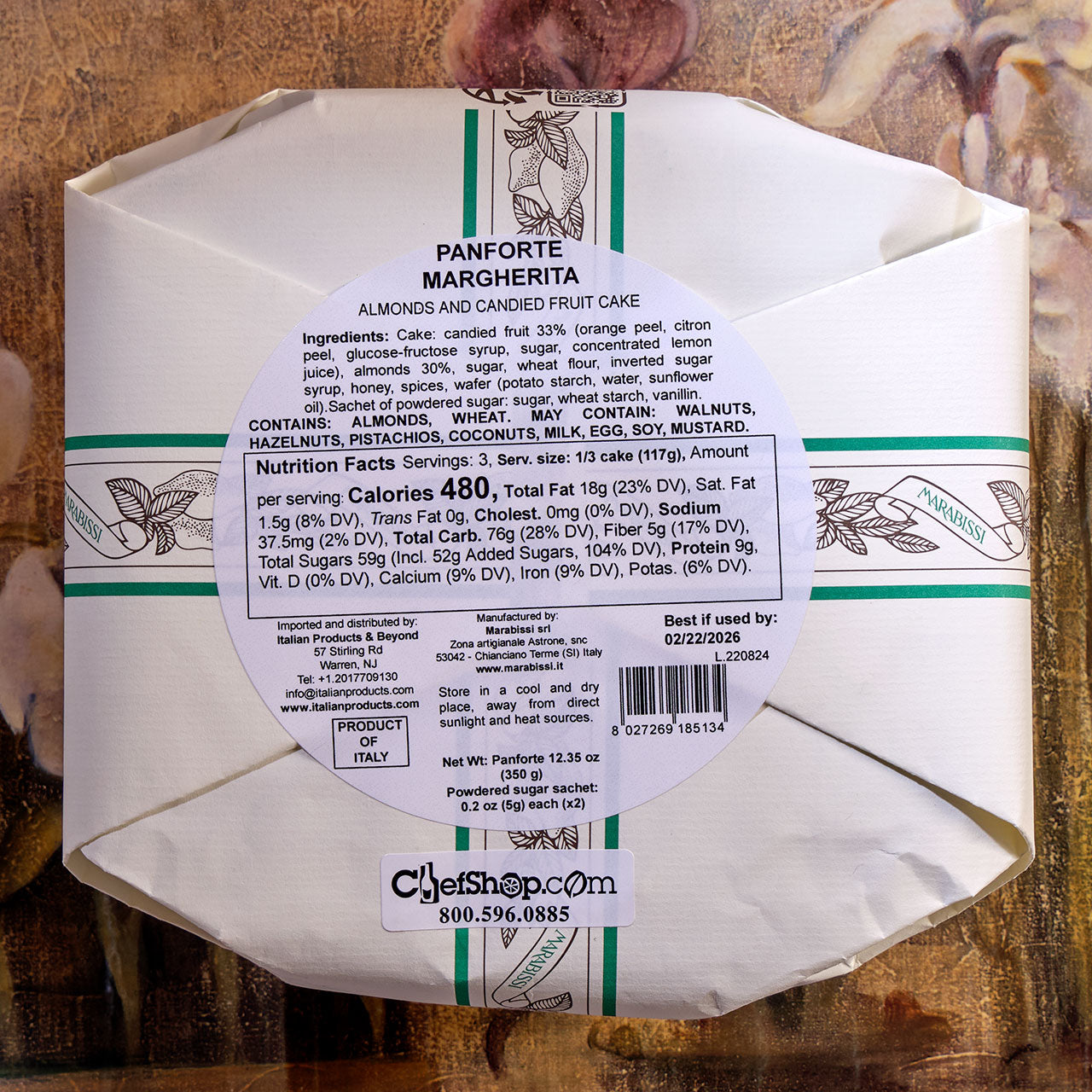 Marabissi Panforte Margherita - Almonds and Candied Fruit Cake