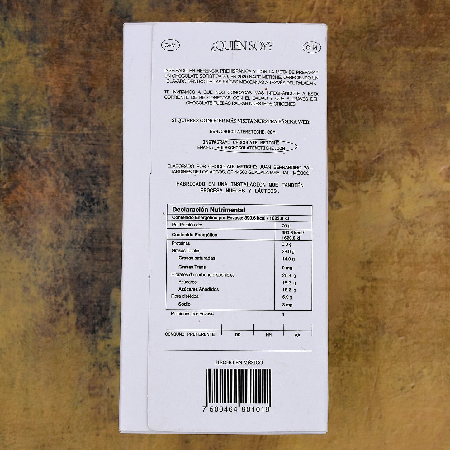 Chocolate Metiche Finca las Delias Single Origin 75% Dark Chocolate Bar