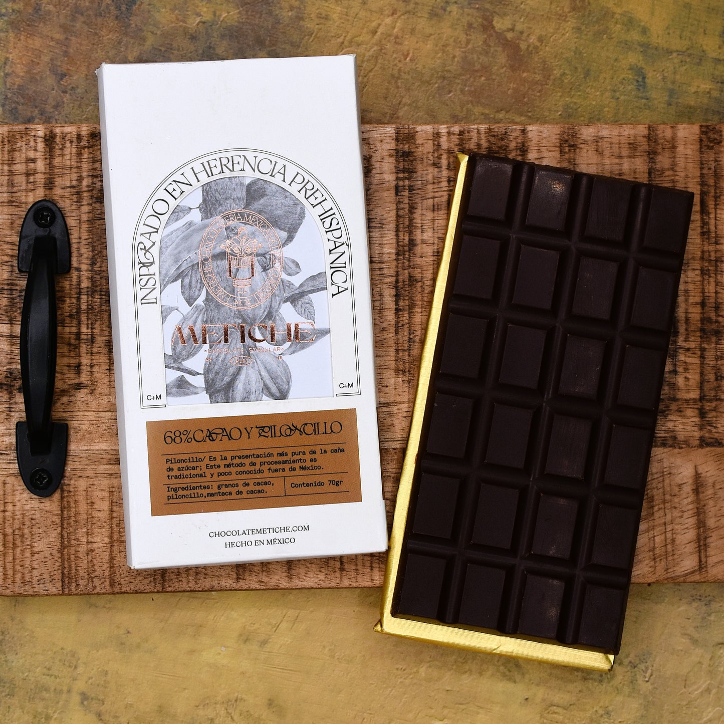 Chocolate Metiche Piloncillo (Panela) 68% Dark Chocolate Bar