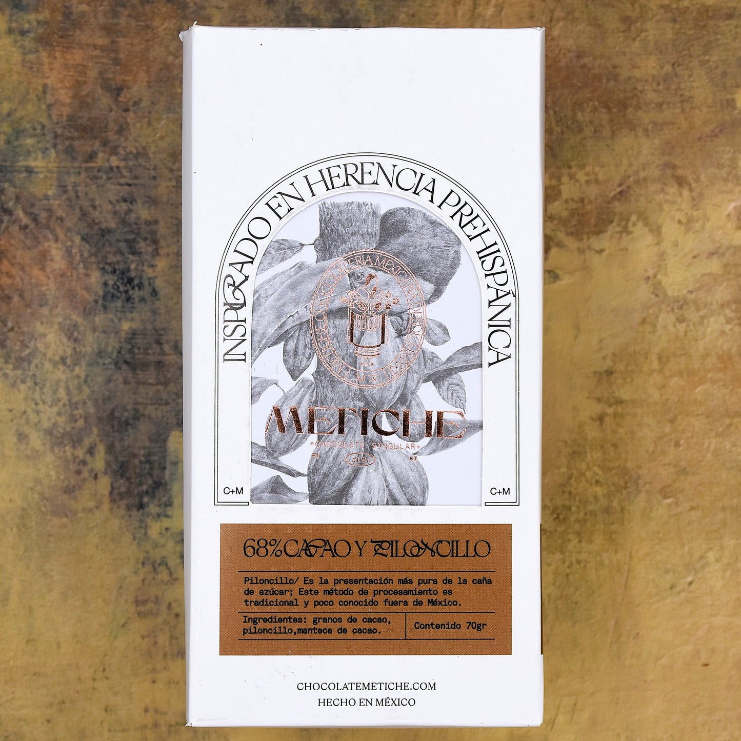 Chocolate Metiche Piloncillo (Panela) 68% Dark Chocolate Bar
